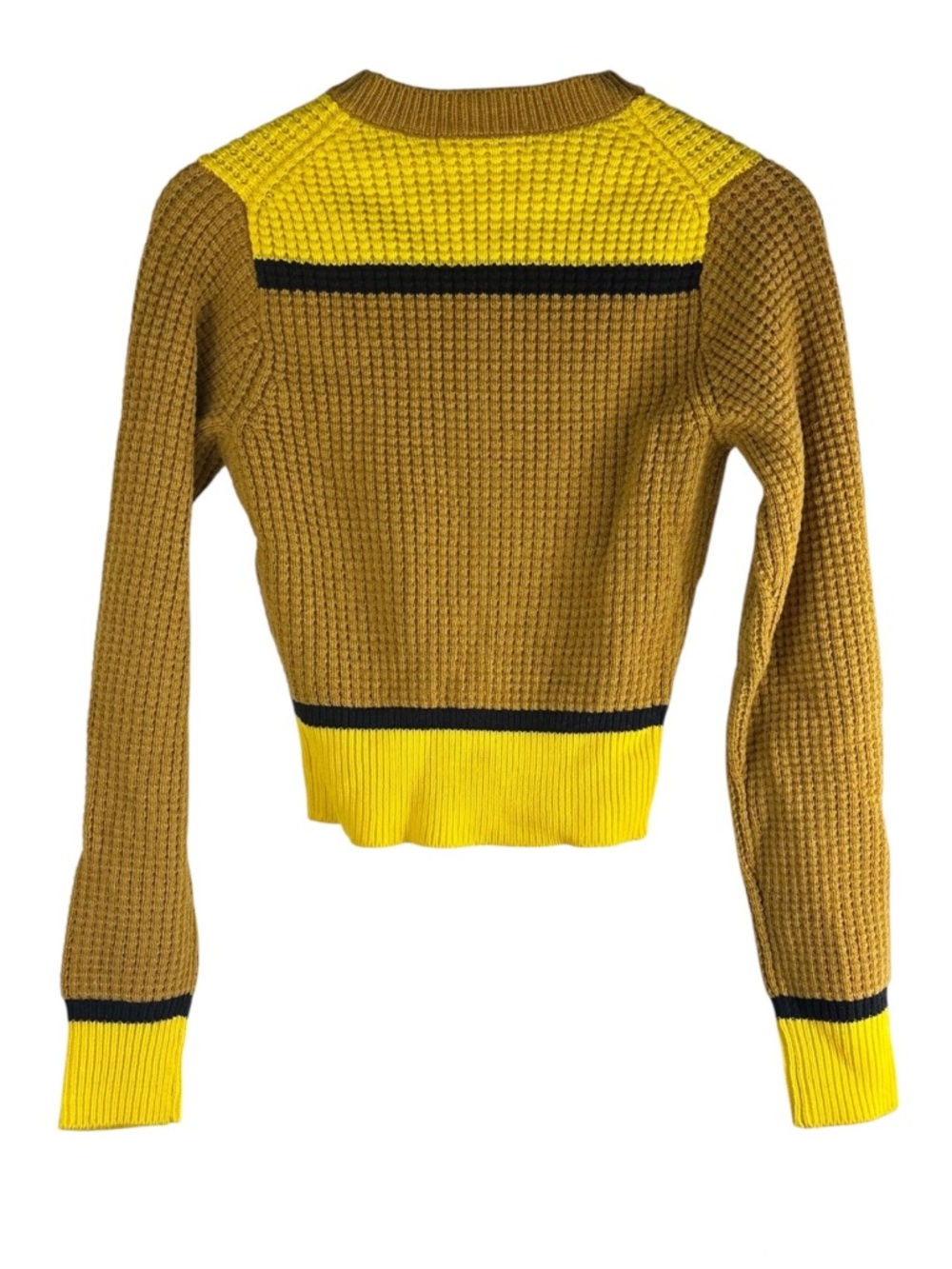 NEW Marni x Uniqlo Crop Sweater Pullover XS Yellow Gold Popcorn Knit Wool - Picture 3 of 5